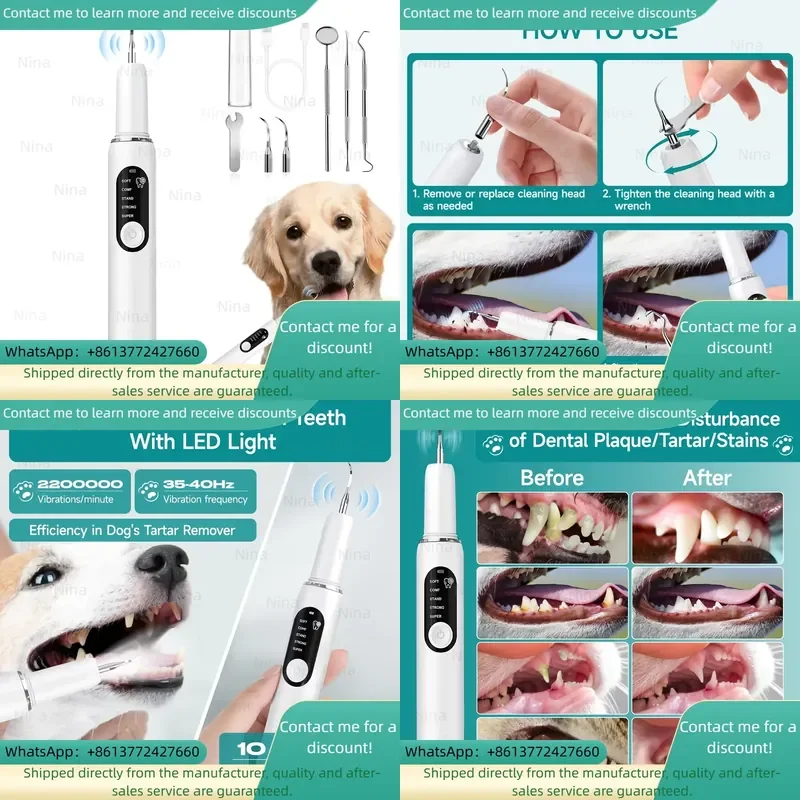 Portable Plaque Cleaner with Multiple Mode Settings USB Rechargeable Dog Cleaning Kit Care Tool