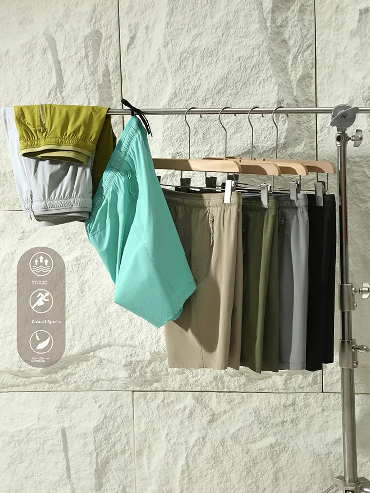 

Летние уличные прохладные тонкие спортивные брюки Qui Dry, мужские свободные прямые брюки для бега на пять четвертей, подтягивающие брюки средней длины