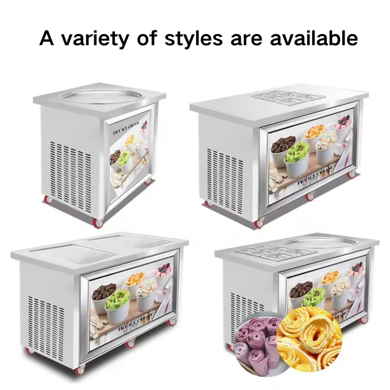 حار بيع معدات لفة الآيس كريم آلة الزبادي المقلي آلة الآيس كريم لفة
