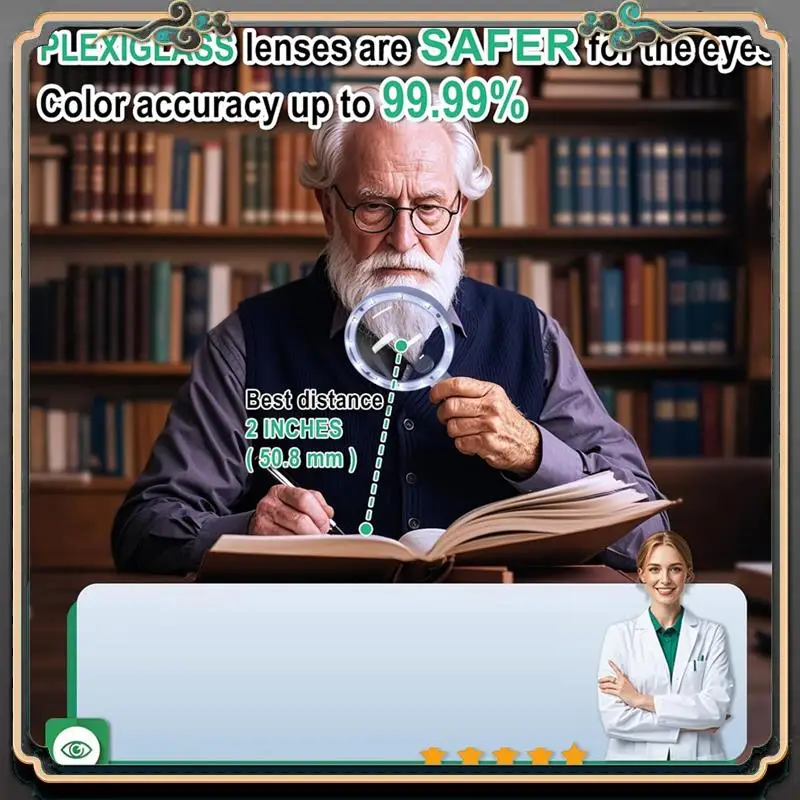 

Reliable-Magnifying Glass Light - 12 LED Handheld Reading For Seniors - 30X 60X Magnification, 3 Lighting Modes, USB Rechargeabl