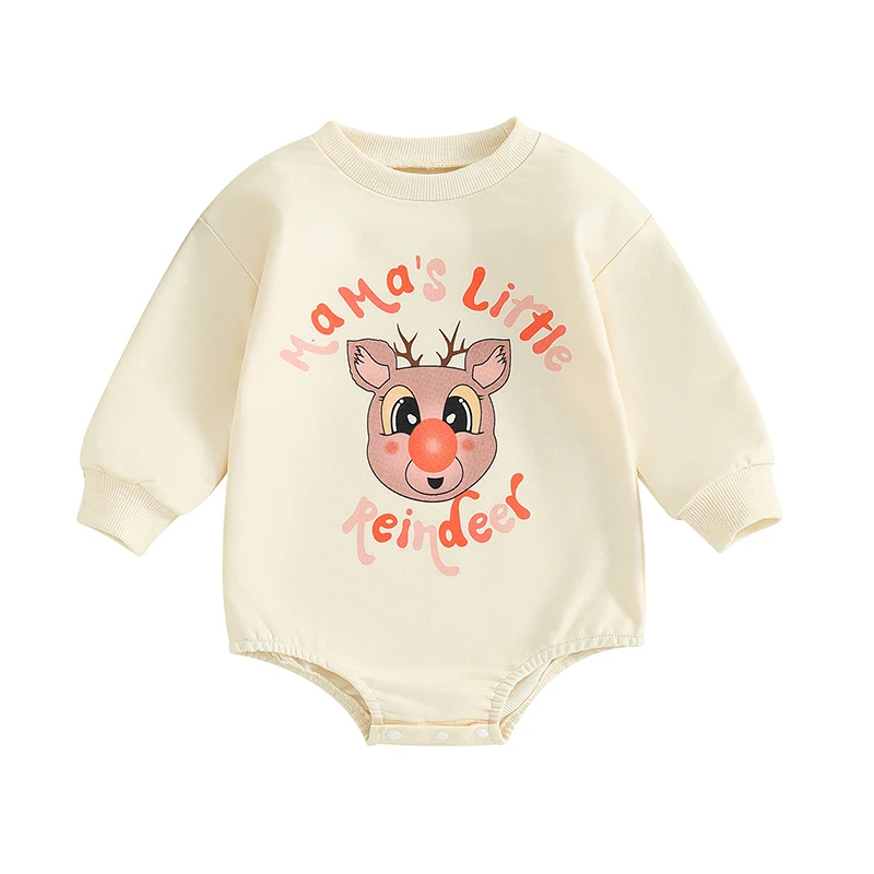 

Baby Boys Girls Christmas Romper Long Sleeve Crew Neck Cartoon Print Bodysuit Newborn Playsuit