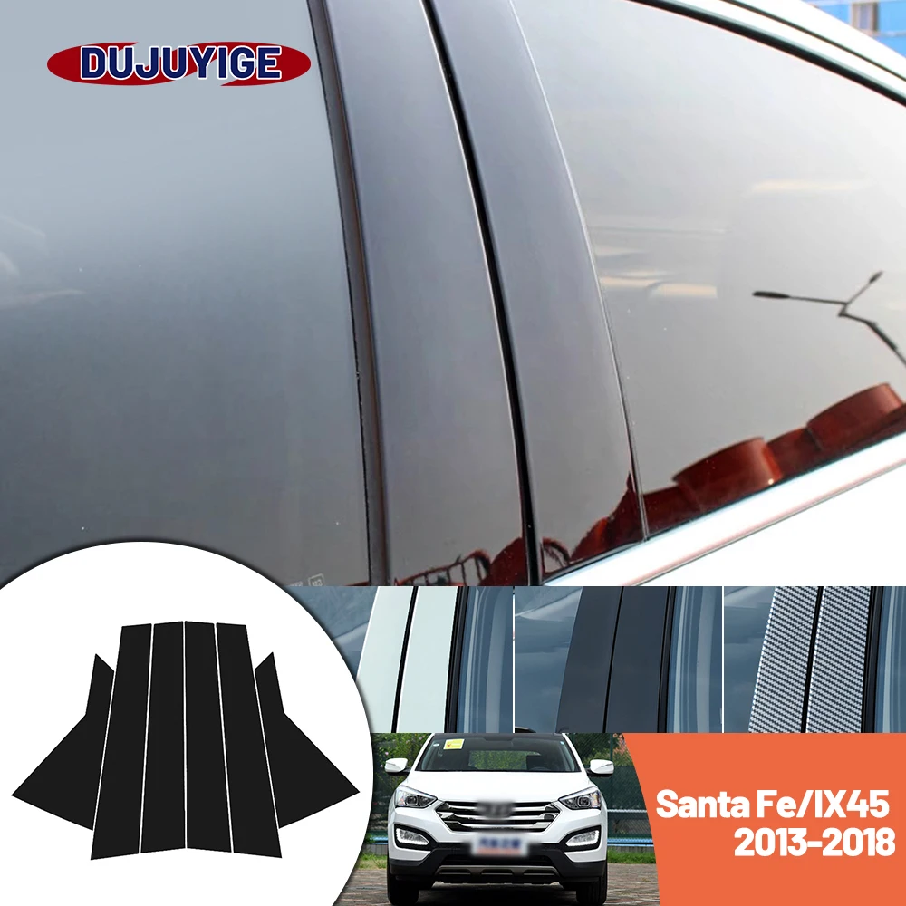

Bright black carbon fiber door and window B C Pillar sticker suitable For Hyundai Santa Fe IX45 2013-2018 2014 2015 2016 2017