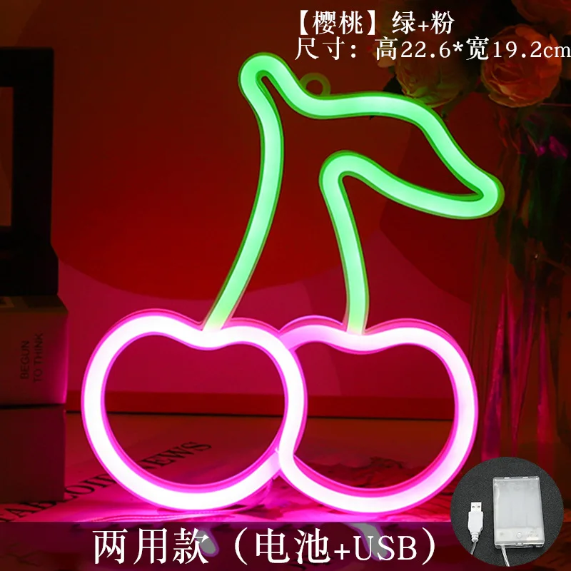Lampada da insegna al neon a LED Banana a forma di ciliegia Frutta Ristorante Luce al neon da parete per la decorazione della casa di compleanno del negozio di nozze di feste  39