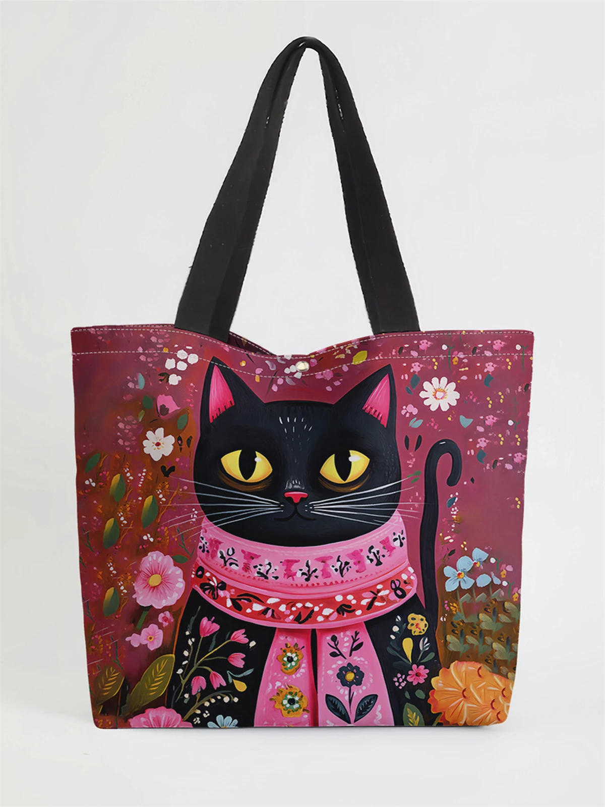 قطعة واحدة، حقيبة يد منقوشة بالزهور، حقيبة يد عصرية قابلة لإعادة الاستخدام، حقيبة يد متعددة الوظائف، حقيبة تسوق قماشية مطبوعة