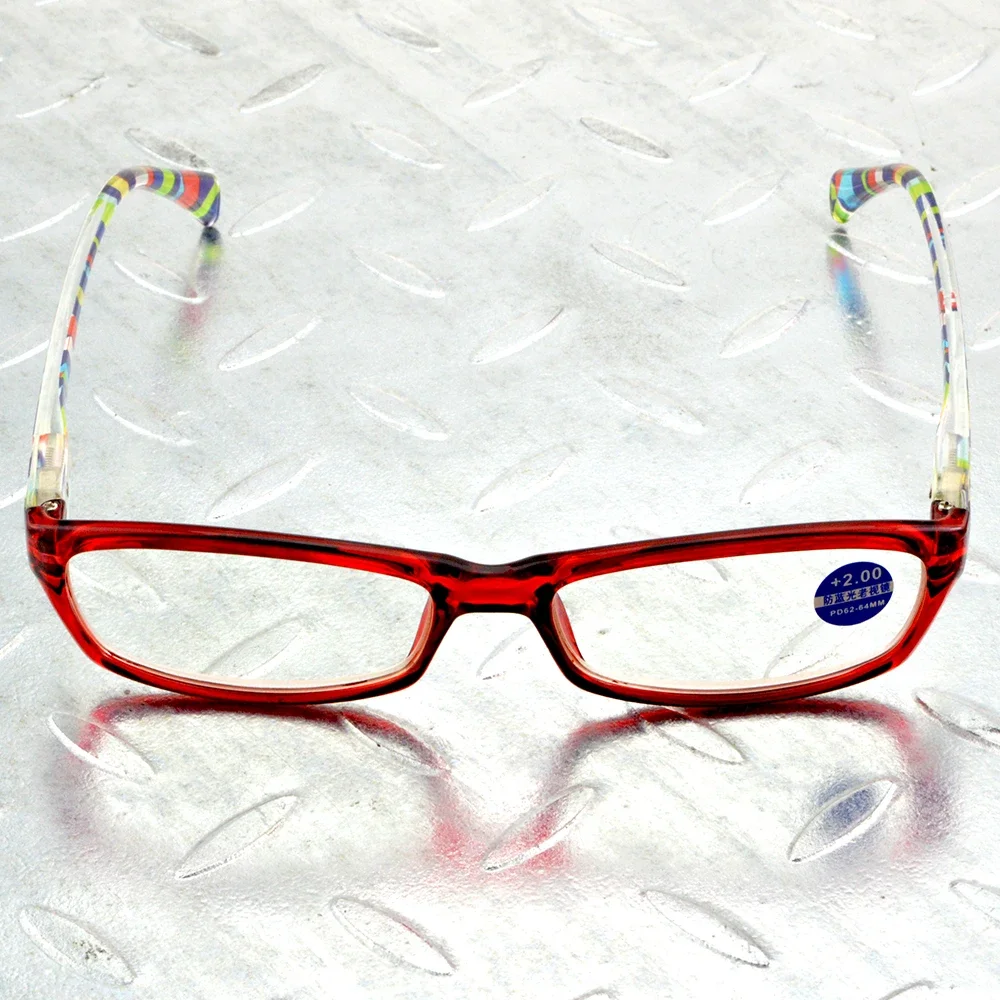 Handcrafted Small Rectangle Red Frame Pattern Spring Temples Women Reading Glasses +0.75 +1 +1.25 +1.5 +1.75 To +4