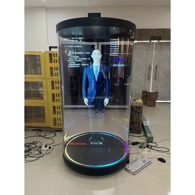 75 Inch Human Size 3D Hologram Display AI Digital Human Interactive Custom Transparent Screen for Retail Store & Airport Use
