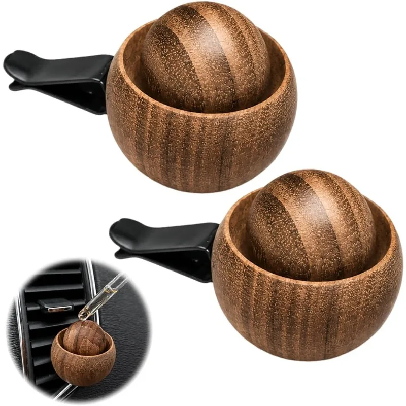 Wooden Essential Oil Diffusers Car Air Freshener Spherical Design Decor Diffuser Natural Fragrance Dispersion Car Fragrance
