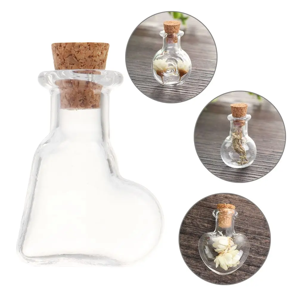 5pcs Mini Glass Cork Bottles Empty Sample Jars Wishing Bottle Wedding Home Decoration DIY Pendants Cork Stopper Storage Vial