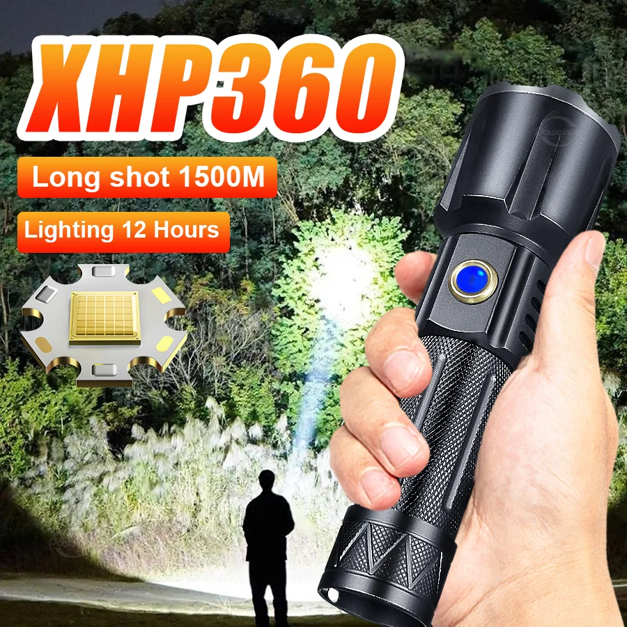 2025-新-xhp360-ハイパワー-led-懐中電灯充電式-26650-防水戦術トーチ屋外ライトキャンプ釣りランタン