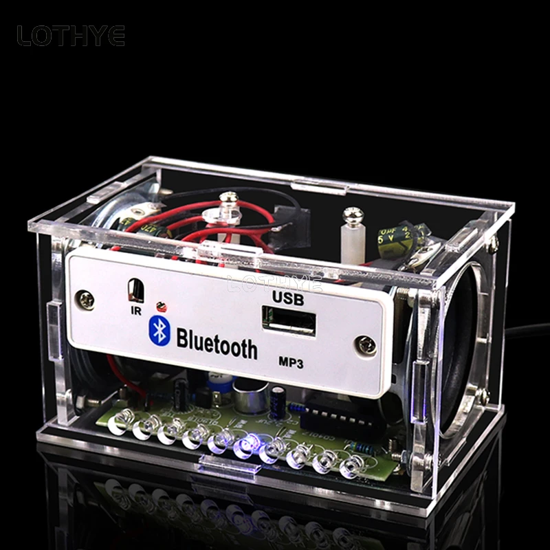 Mini Amplifier Audio Bluetooth 3W*2 Speaker Making Kit DIY Electronic Kit Two Channel LED Voice Activated Spectrum With Remote view 2