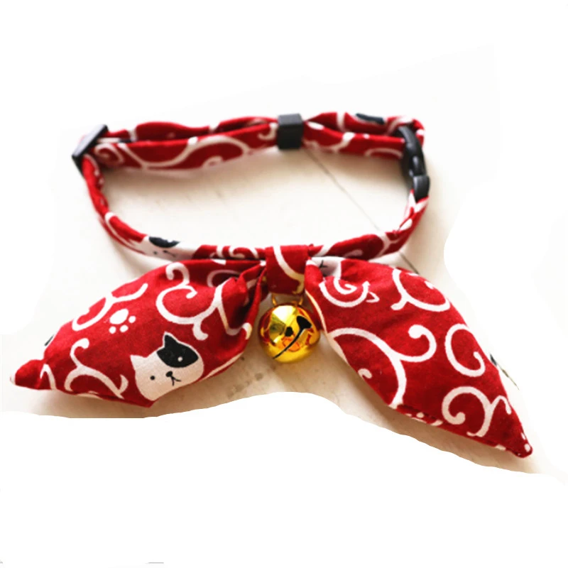 Adjustable Dog Collar Japanese Bowknot Pet Neckerchief with Bell Shiba Inu Kimono Accessorie for Cat Dog Photography Cat Bow Tie