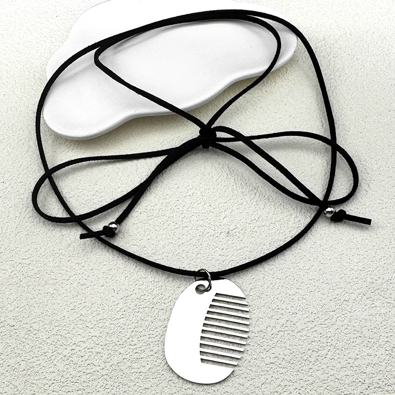 New Fashion Small Comb Pendant Necklace For Women Girls Stainless Steel Silver Color Funny Female Party Chain Jewelry Gifts