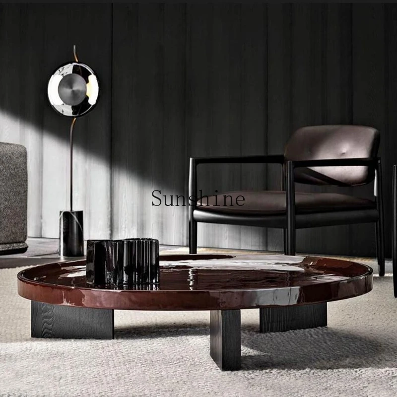 طاولة قهوة حديثة وبسيطة لغرفة المعيشة بحجم دائري