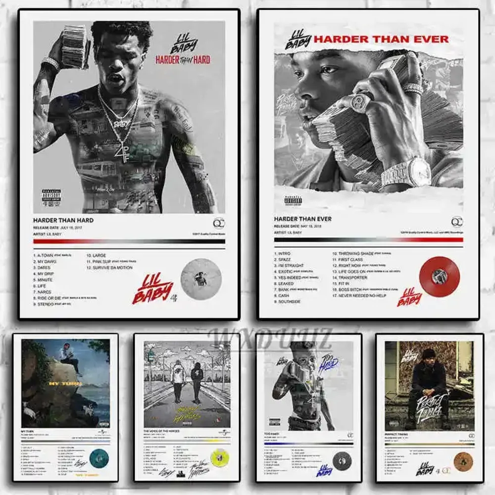 Pop Rap Musik Album Cover Lil Baby Poster Rapper Hip Hop Rock perfektes Timing härter als harte