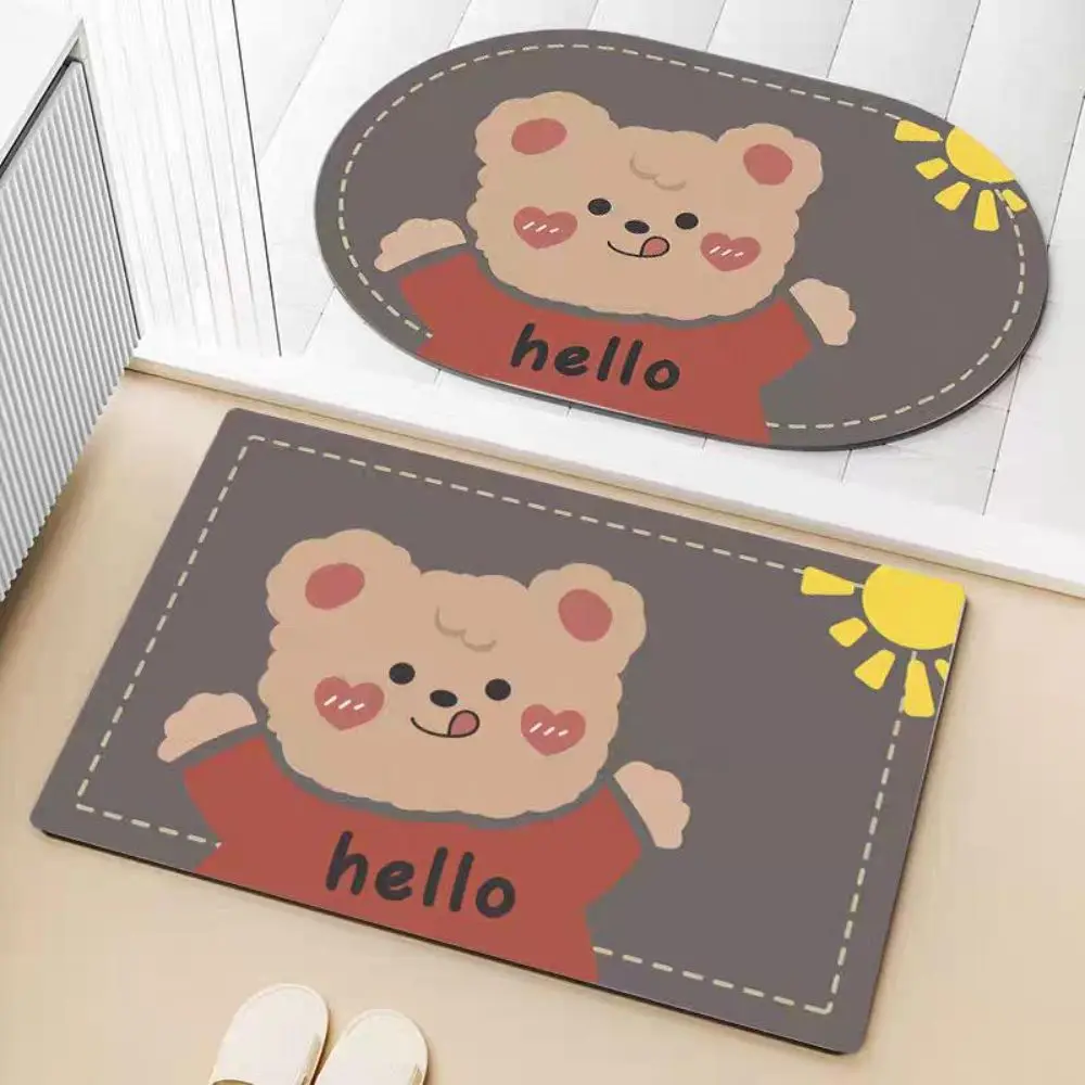 Diatomaceous Earth Bath Mat Quick Dry Non-Slip Bathroom Floor Mat Oval or Rectangular Water Absorbent Doorway Floor Rug