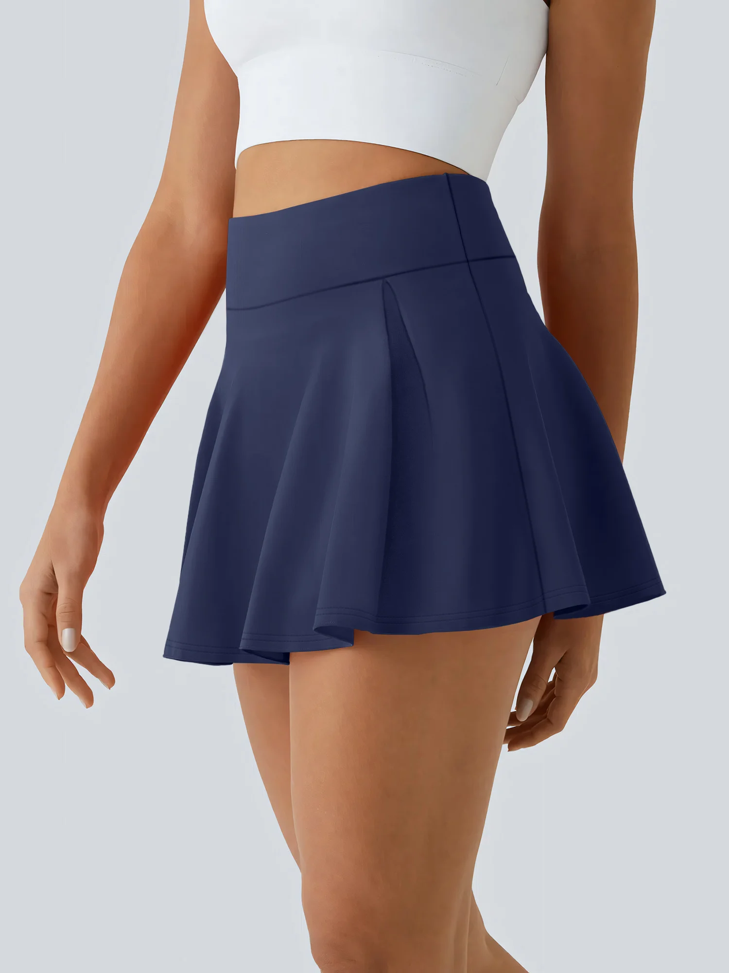 Sweet and cool solid color short skort high waisted with a crop design anti-slip A-line skort a must-have for hot girls