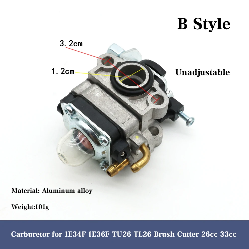 Carburetor Carb Fit for Weedeater 1E34F 1E36F TU26 TL26 Brush Cutter 26cc 33cc Brushcutter Parts  Replacement