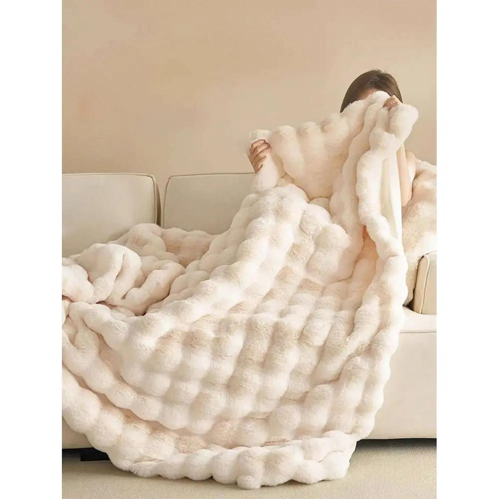 

Двустороннее плюшевое одеяло, мягкое и теплое, из искусственного меха, в роскошном стиле, для многофункционального использования в гостиной, спальне и на диване.
