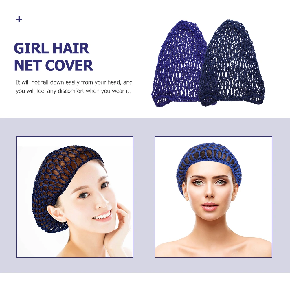 

2pcs Mesh Hair Nets Elastic Polyester Women Sleep Cap Home Use Crochet Cover Lasting Comfortable Gift Keeps Hair Neat Shape