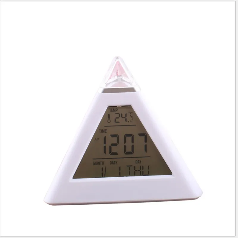 Creative Lazy Triangle Alarm Clock, Colorful LED Alarm Clock