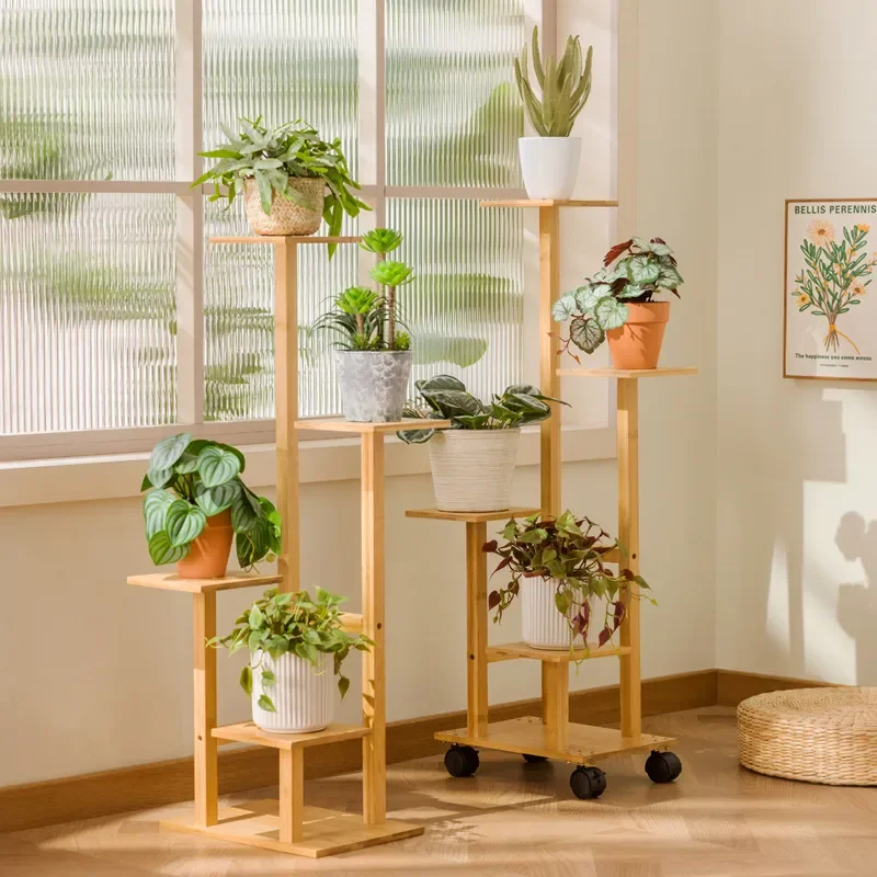 Chinese flower rack living room floor-to-ceiling rack balcony solid wood ornament flower table interior decoration