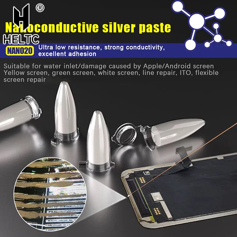 

Механическая нанопроводящая серебряная паста NANO20 для ремонта телефона Android, ремонт гибкого экрана, ремонт цепи ITO, серебряная паста тоже