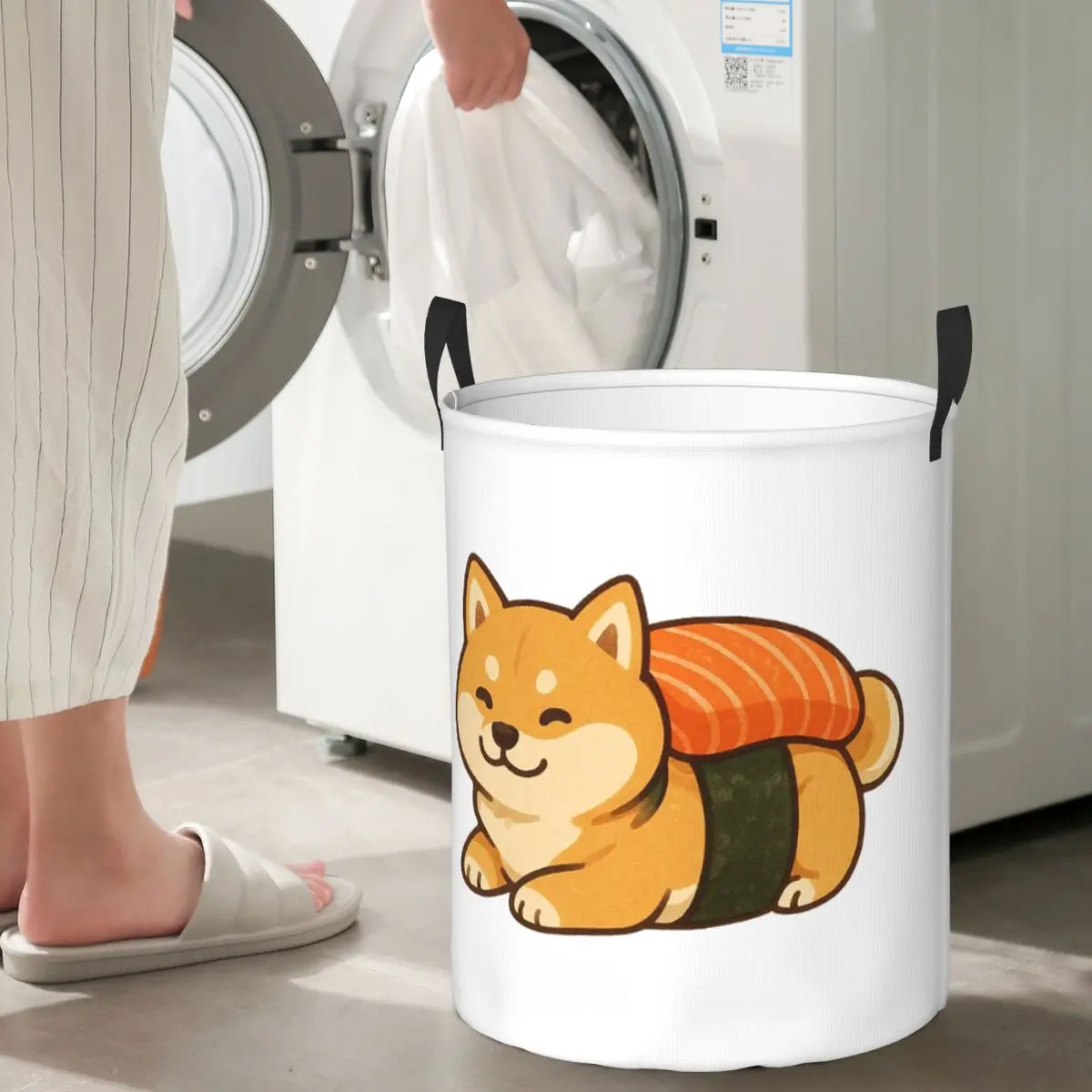 

Sushi Cute Shiba Inu Dog Foldable Laundry Baskets Dirty Clothes Toys Storage Basket Home Organizer Bag