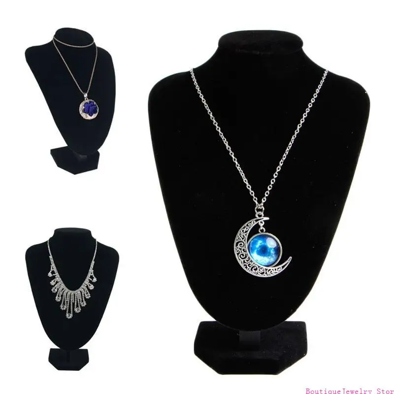 

E1PE Black Necklace Bust Holder Bracelet Chain Storage Display Stand