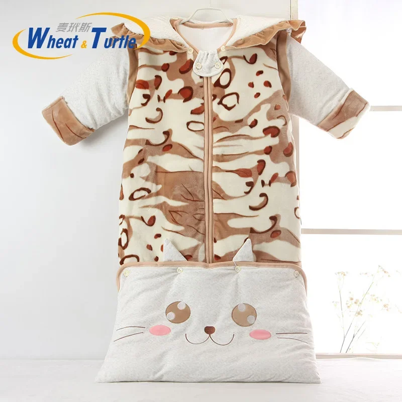 Mother Kids Bedding Baby Sleeping Bags  Sack For Newborn Polar Fleece Infant Clothes Long Sleeve  Bag Romper Gigoteuse