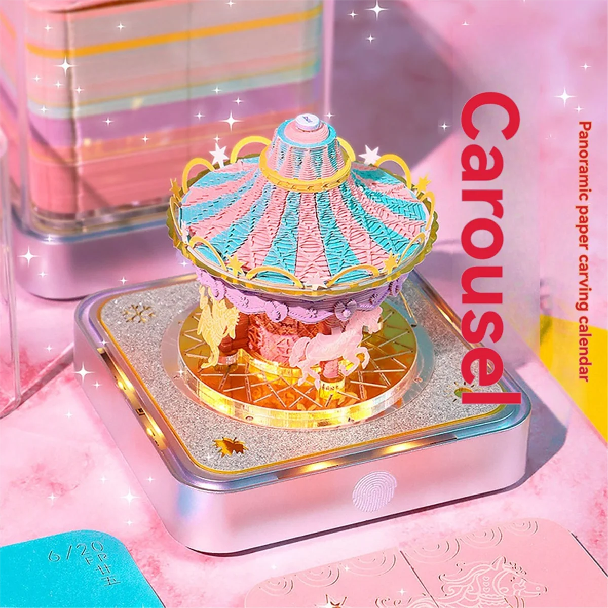 Gfc-3D blocos de notas calendário de mesa de papel 2025, 2025 calendário 3d bloco de notas artopad escultura presente decoração de mesa com luzes led