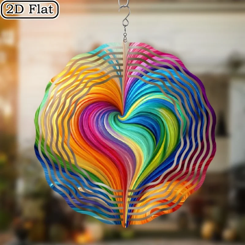 A Vibrant Heart-shaped Fantasy Abstract Art Design, Suitable for Courtyard and Garden Decoration, Featuring a Robust Windmill