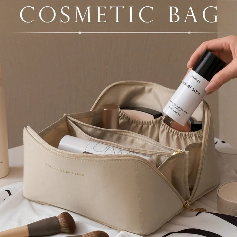 Borsa per cosmetici Borse per cosmetici da viaggio di grande capacità in pelle PU Borsa portatile da donna Borsa per il lavaggio impermeabile multifunzione