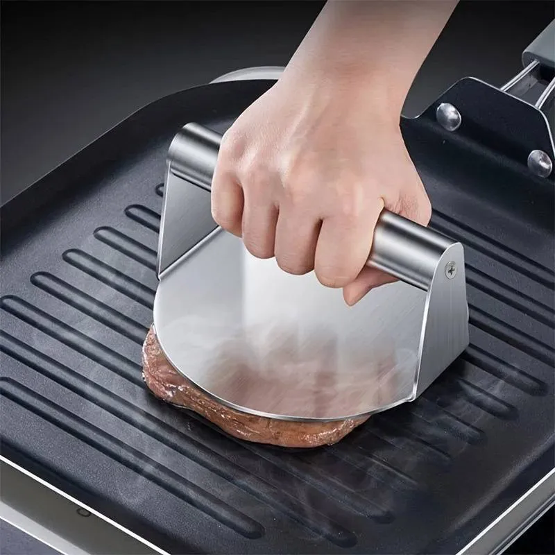 Burger Press Stainless Steel Smash Hamburger Presses Meat Mold For Deli Meats Kitchen Accessories Patties Meat Masher Circular