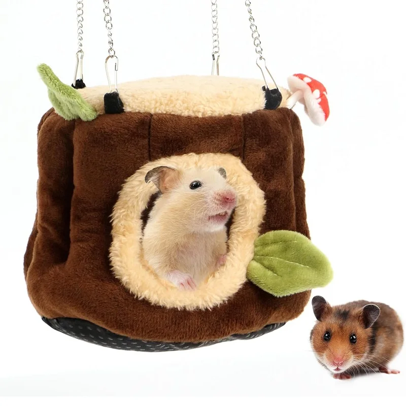 Guinea Pig Cave Hammock Small Animal Beds Hide Winter Warm Cuddly Bag Hamster Cave Beds, Pet Cage Bed Accessories for Rodents