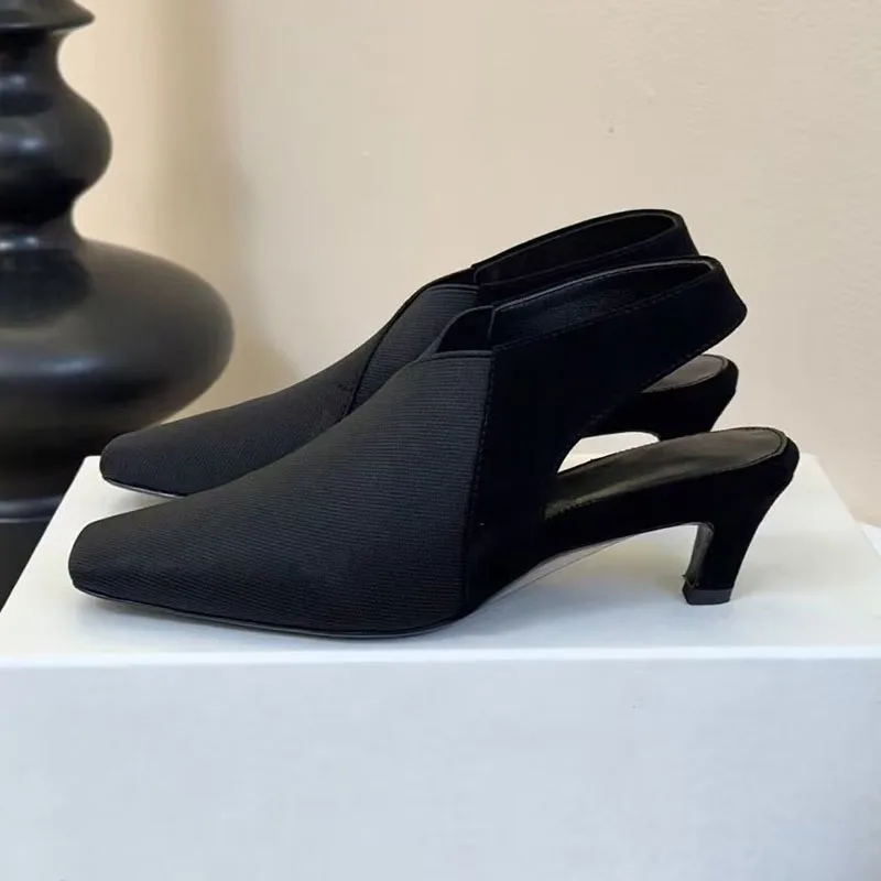 Сандалии с квадратным носком и закрытым носком с ремешком на спине, женские разноцветные сандалии на тонком высоком каблуке, летние пикантные вечерние модельные туфли