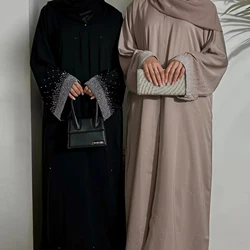 2024 Diamonds Abaya Dubai Luxury Womens Black Khaki Robe Femme Musulmane Elegant Long Cardigan Women Muslim Party Dress LR851