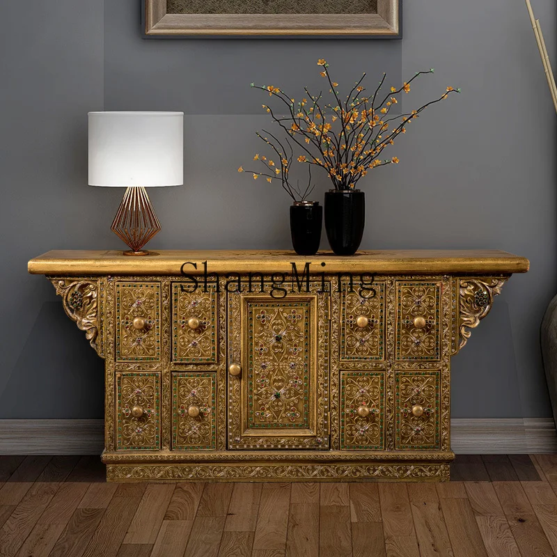 

FG Furniture Entrance TV Cabinet Living Room Bedroom Solid Wood Cabinet Antique Floor Cabinet