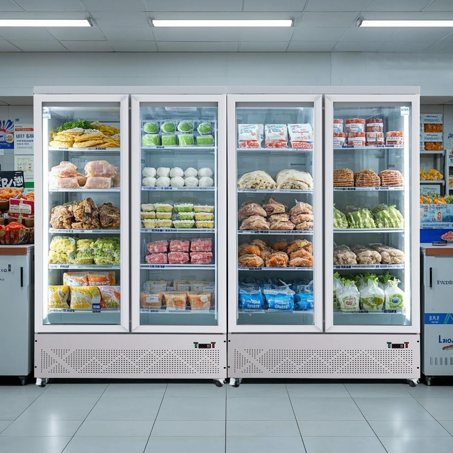 FOODLINE Staff Canteen Vertical Chiller HD Digital Control Large Multi Layer Shelf Food Storage Unit
