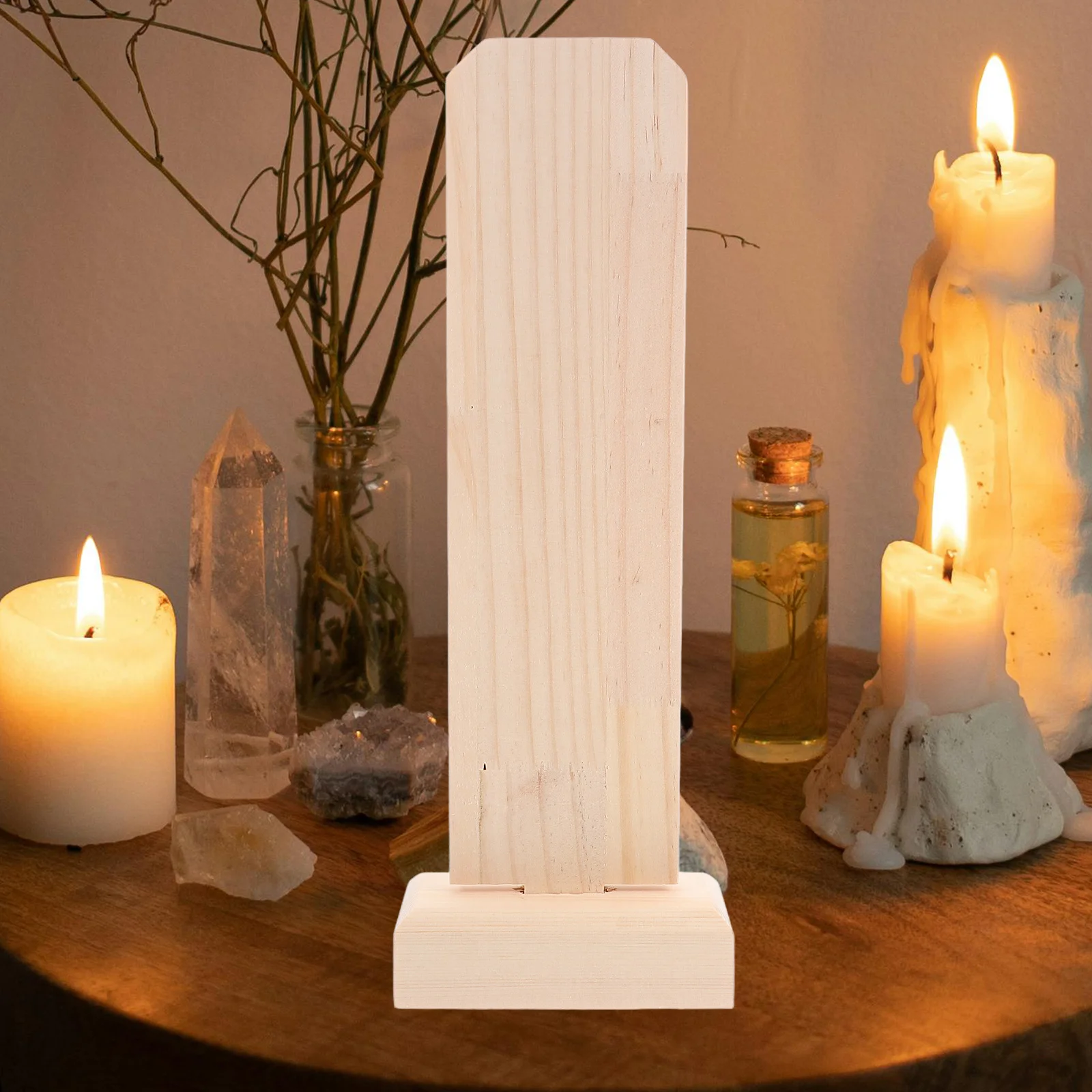 Marco de tableta conmemorativa de madera maciza, placa en blanco de adoración del templo para ofrar conmemorativo de tableta con templo de madera