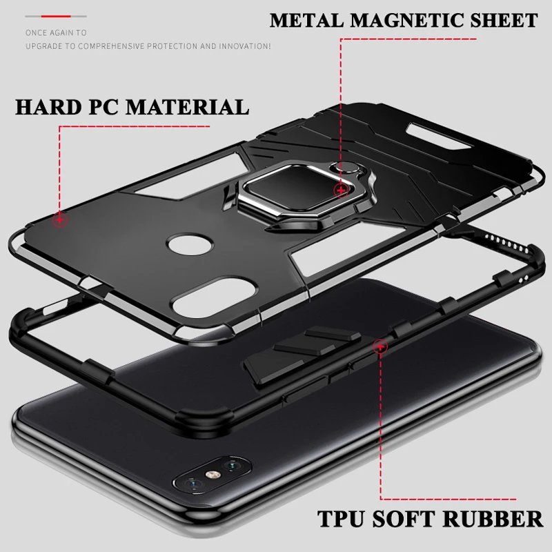 Armor Case For Xiaomi Mi Max 3 Mix 2 2s Max3 Shockproof Ring Stand Back Coque for Poco M6 X6 F6 Pro X 6 X6Pro Phone Cover