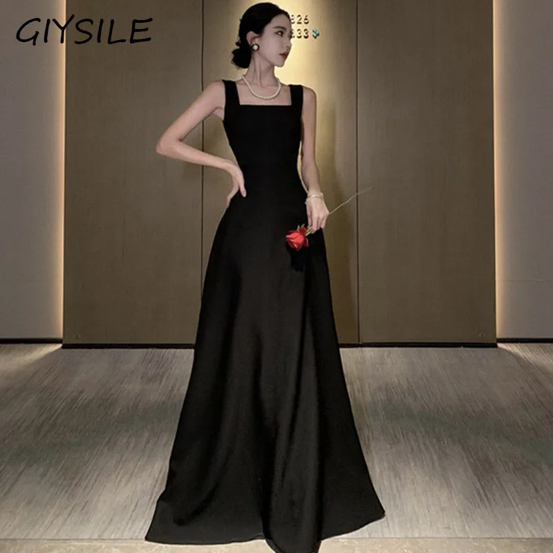 Elegante pescoço quadrado vestido de noite sem mangas a linha maxi robe femme sexy vestidos de festa vestido de casamento para mulher vestidos de fiesta