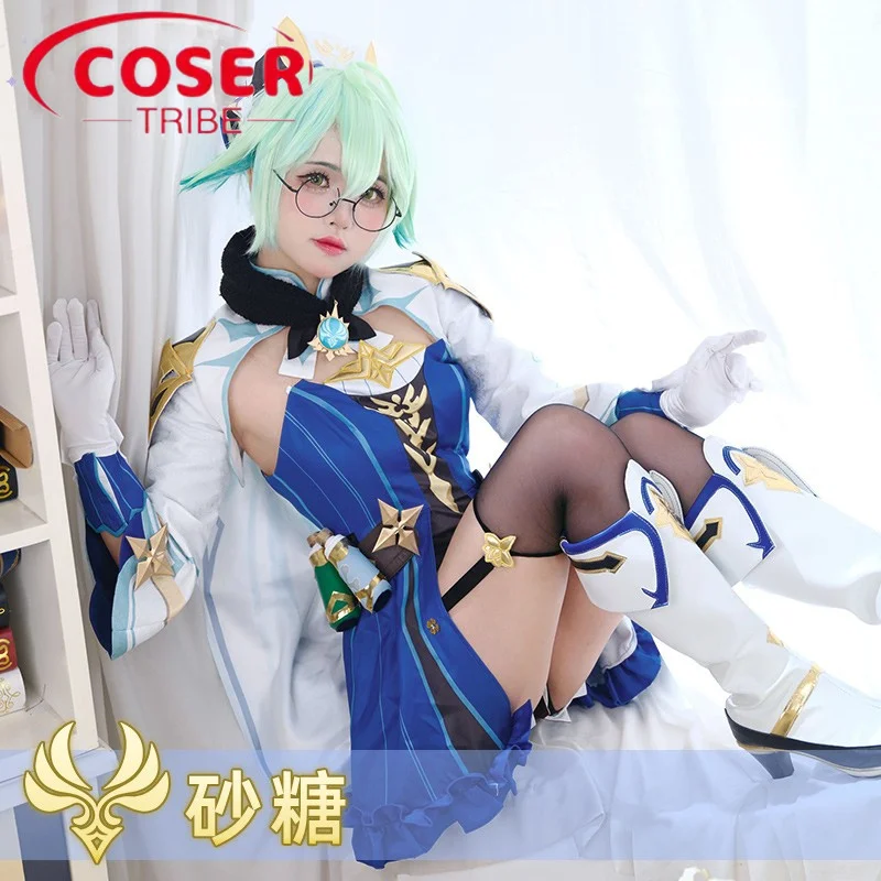 COSER TRIBE Anime Game Genshin Impact Sugar Glasses Niang  Cartoon Costume Cute Lori