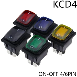 30x22 Heavy Duty Waterproof Rocker Switch 12V Red LED 220V Light Illuminated 16A 250VAC KCD4-201 DPST Switch 4pin