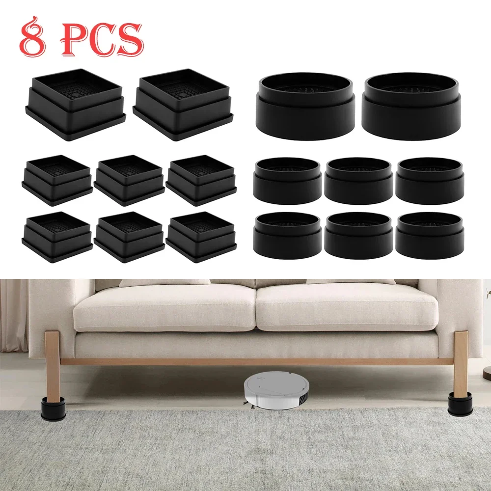 8Pcs New Furniture Anti Slip Raising Blocks Rubber Bed Raising Stand Multifunctional Furniture Risers for Table Couch Sofa Bed