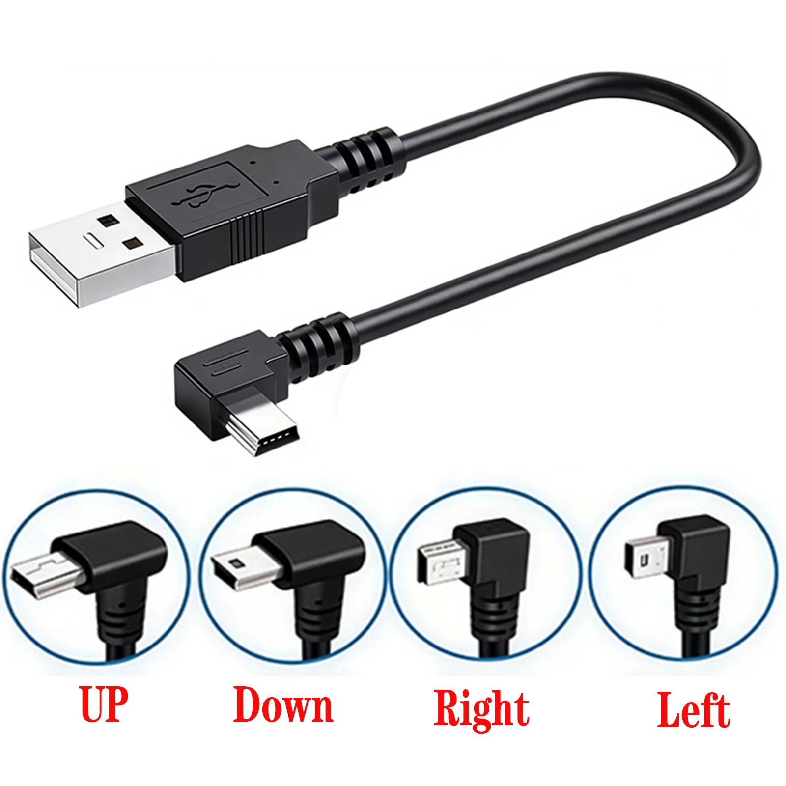 USB Data Cable A Male to Mini USB B 5Pin Male 90 Degree UP Down Left Right Angle Adapter Charge Sync Cable 0.23M 1.5M 3M 5m 8m