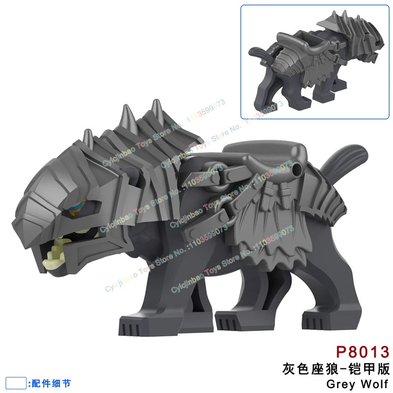Armure de soldat, modèles de montage de loup, MOC médiéval, gris, marron, blanc, noir, scène à assembler, blocs de construction, accessoires, jouets pour garçons et filles