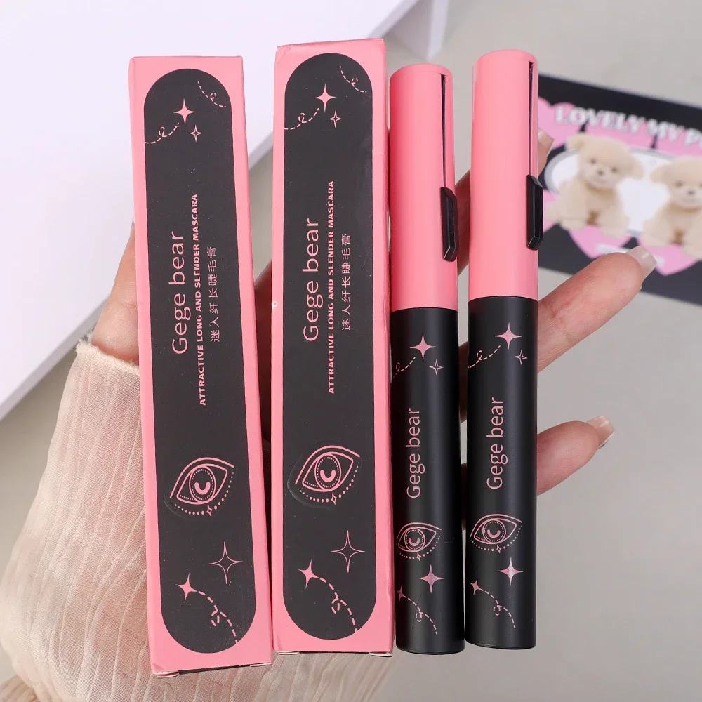 Double-head Mascara with Eyelash Comb Slim Brush Quick Drying Waterproof No-Smudge Natural Curling Enlarges Eyes Korean Cosmetic