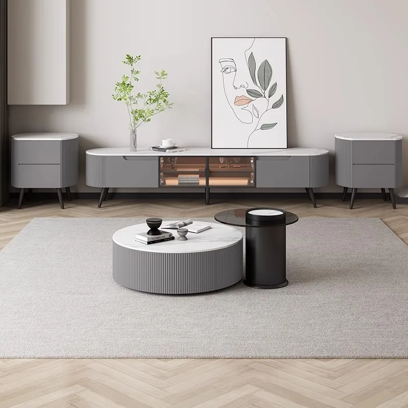 Italian Minimalist Coffee Tables Nordic Luxury Homestay Sintered Stone Tea Table Villa Center Home Furniture Escritorios FYCT