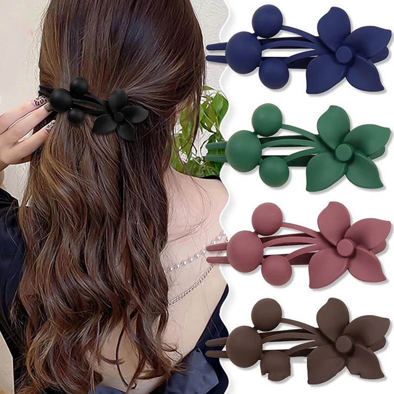 Elegant Flower Hair Clips Clamp Women Summer Hair Clip Headdress Back Head Spoon Coiled Hairpins Duckbill Clip Ponytail Holder