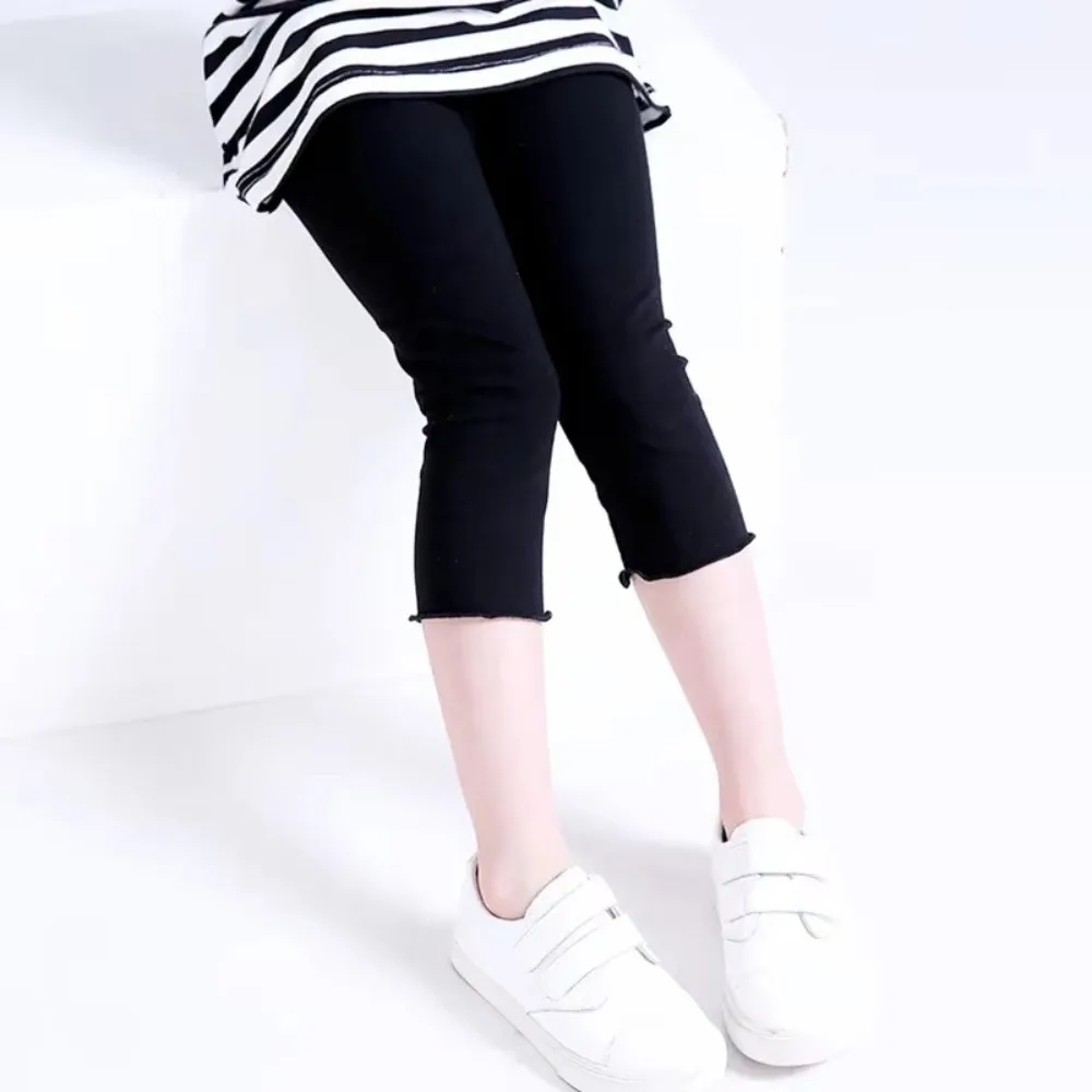 Sweet Ultra-thin Children Clothing Ruffles Candy Color Girls Leggings Modal Cotton Elastic Stretch Tights Summer